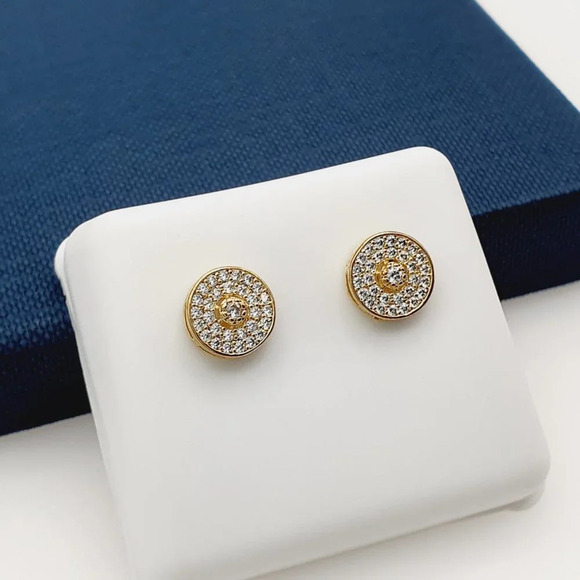 "14K Gold Plated Cubic Zircon Earrings, INUS1BR107 - Picture 4 of 10